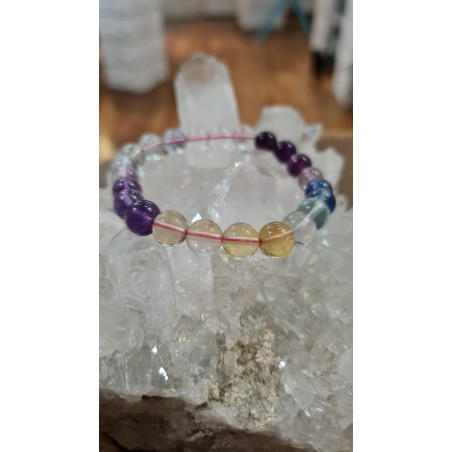 BRACELET EN FLUORITE MULTICOLORE 8 MM.