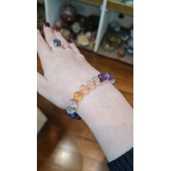 BRACELET EN FLUORITE MULTICOLORE 8 MM.