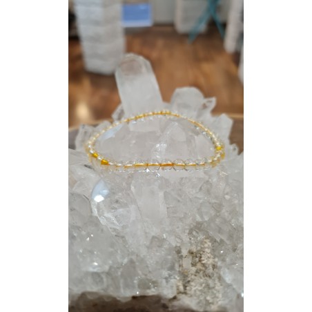 BRACELET EN CITRINE ET QUARTZ 4MM