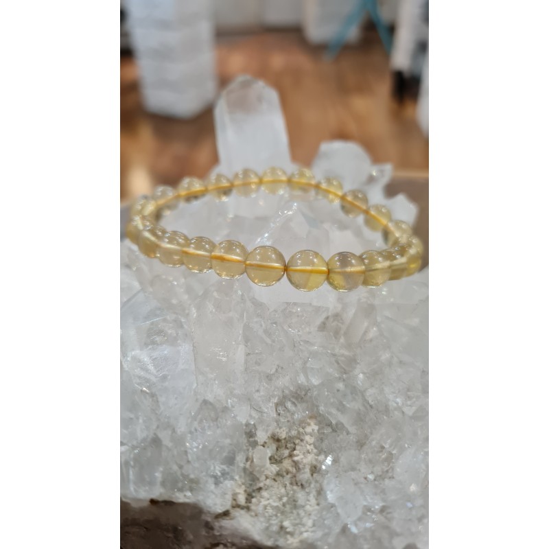 BRACELET EN FLUORITE JAUNE 8 MM.